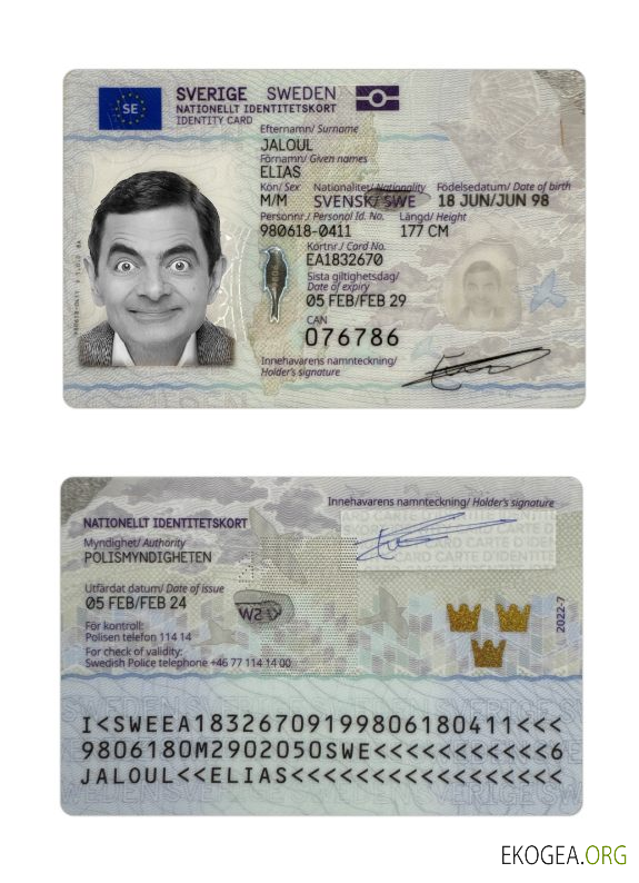 Carte d'identité suédoise 2024 présent